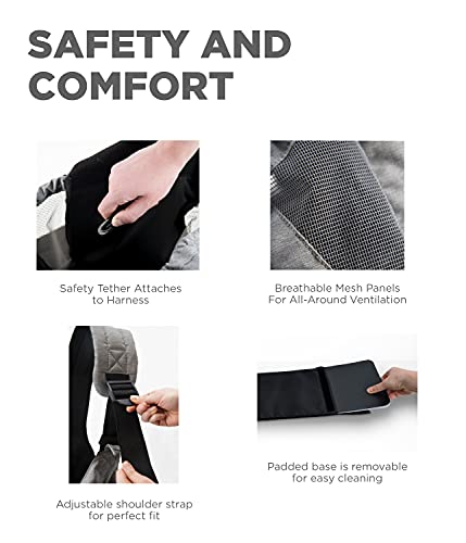 Outward Hound PupPak Sling Dog Carrier, Grey – Hands-Free Sling for Small Pets up to 15 lbs, Adjustable Strap, Mesh Ventilation, Zippered Pocket, Drawstring Fit – Ideal for Travel & Adventures - size: 16.0"L x 6.5"W x 32.0"H