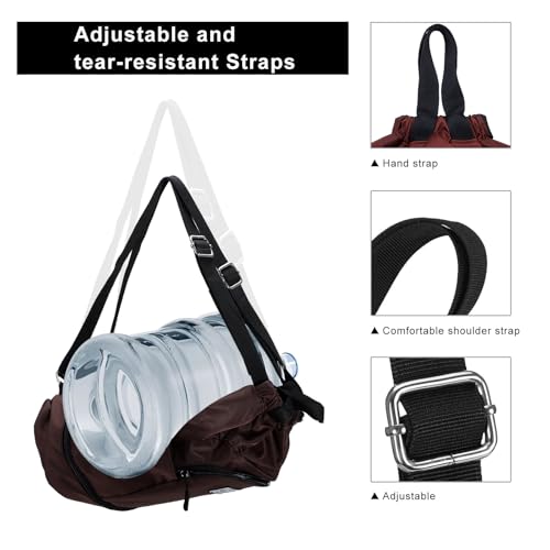 Kamo Drawstring Backpack Bag - Sport Swimming Yoga Backpack with Shoe Compartment, Two Water Bottle Holder for Men Women Large String Backpack Athletic Sackpack for Travel - color: Dark Brown