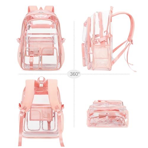 abshoo Large Clear Backpack For Girls Women School Bookbag Heavy Duty Transparent Backpacks (Baby Pink) - color: Baby Pink