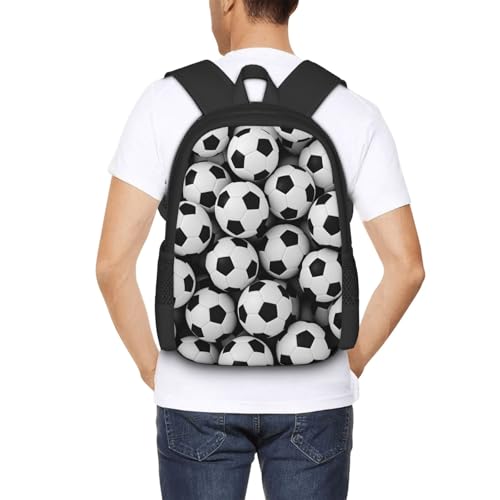 Black and White Football Soccer Backpack Laptop Travel Bag Adjustable Backpack Print Daypack for Men Women 16.5 In - color: Style 3