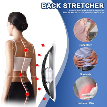 Back Stretcher for Lower Back Pain Relief, Upgraded Lumbar Back Cracker Back Popper with Adjustable Air Cushion, Magnetic & Pad, Lower Back Massager for Herniated Disc Relief, Spine Decompression