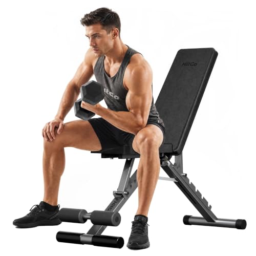 Folding Weight Bench, Workout Bench with Multiple Adjustable Positions, 880 lbs Capacity - color: Black
