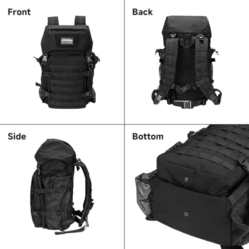 EXCELLENT ELITE SPANKER 40L Camping Hiking Backpack for Men and Women Tactical Military Backpack Large Rucksack Assault Pack Bag for Outdoor Camping, Hiking,Travel Backpacking(Black) - color: Black