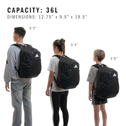 adidas Striker 3 Team Sports Backpack – Daypack for Sports Gym Travel, 36L, Black, OSFA - color: Black