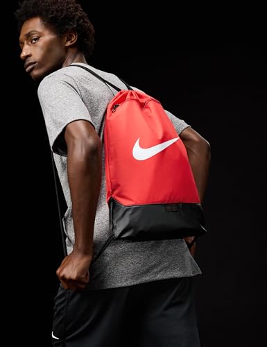 Nike Unisex Adult Gameday Brasilia 9.5 Training Drawstring Gym Sack, Bag, Backpack (18L) | Mens and Womens - color: University Red/Black/White