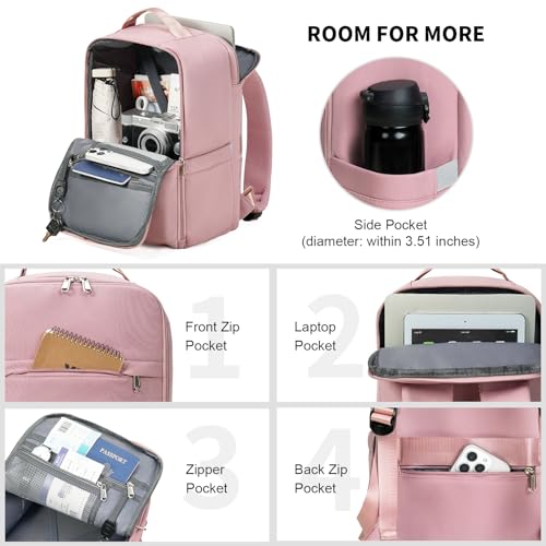 GAEKEAO Travel Backpack 15.6" Laptop Backpack for Men and Women Casual Daypack for Work Business Weekender College Pink - color: Pink