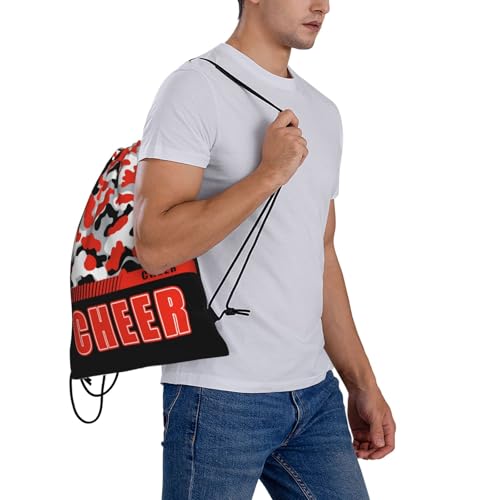 Drawstring Backpack Waterproof Gym Drawstring Bags Sports String Bag Camo Sackpack-Orange Black Cheer Drawstring Bag - color: Cheer Drawstring Bags-camo Orange Black