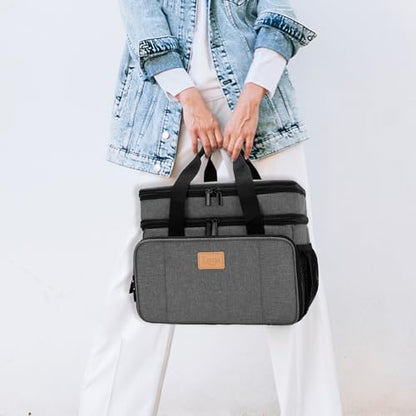 LUXJA 2 Layers Medicine Bag with Detachable Divider, Pill Bottle Organizer Suitable for Home or Travel Use, Gray - color: Gray