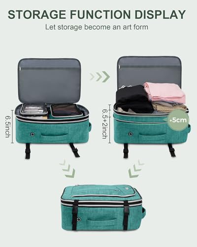 Travel Carry On 17.5" Laptop Expandable Backpack for Men Women, Personal Item Bag Waterproof Airline Approved with USB Charging Hole 3 Packing Cubes, Large Weekender Daypack Business Luggage Suitcase - color: Green, size: Expandable