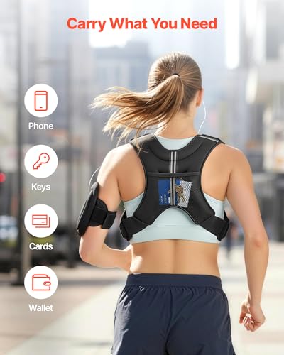 VEVOR Weighted Vest, 6lbs/8lbs/10lbs/25lbs Body Weight Vest for Men Women, with Reflective Stripe, Adjustable Buckle, Workout Equipment for Strength Training, Running, Jogging, Fitness, Muscle Building, Weight Loss - size: 10 lbs