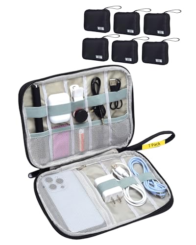 7 Pack Electronics Travel Organizer Case Tech Accessories Cord Storage Bag - size: 7 Pack Small