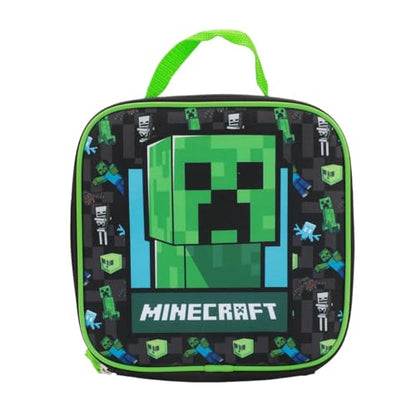 BIOWORLD Unisex Minecraft Creeper 5- Piece Backpack set (Little Kid/Big Kid), Green, One size - color: 5-pc Minecraft Green, size: 16 Inches
