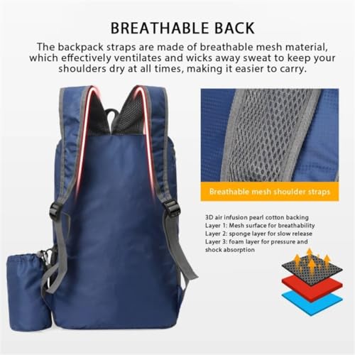 Portable Foldable Backpack Folding Mountaineering Bag, Ultralight Outdoor Cycling Rucksack, Travel Hiking Knapsack (Dark Blue) - color: Dark Blue