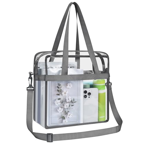Oraben Clear Tote Bag Clear Bag Stadium Approved 12x6x12 Stadium Bag for Work, Sports Games,Gym - color: Grey, style: Main Pocket Only