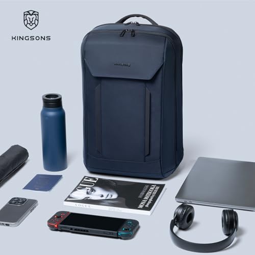 Kingsons 15.6 Inch Laptop Compartment Backpack for Men,Waterproof Slim Durable Business Backpack for Work，Travel (KS25054-Dark Blue-US-1) - color: Ks25054-dark Blue-us-1