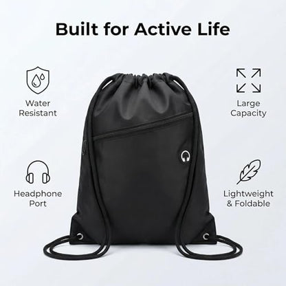 Drawstring Backpack, Waterproof Lightweight Foldable Gym Sack with Wide Shoulder Straps, Large Capacity Daypack for Work, School, Sports, Hiking, Travel, Durable Packable Bag