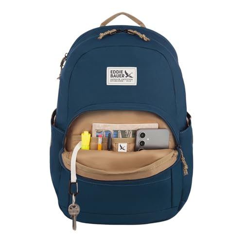 Eddie Bauer Campus Backpack 26L | Everyday Carry | Work | Travel | Commuter | Padded Laptop Sleeve | Stretch Bottle Pockets | Lightweight | Durable - Marine Blue - color: Campus - Marine Blue, size: 26L