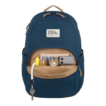 Eddie Bauer Campus Backpack 26L | Everyday Carry | Work | Travel | Commuter | Padded Laptop Sleeve | Stretch Bottle Pockets | Lightweight | Durable - Marine Blue - color: Campus - Marine Blue, size: 26L