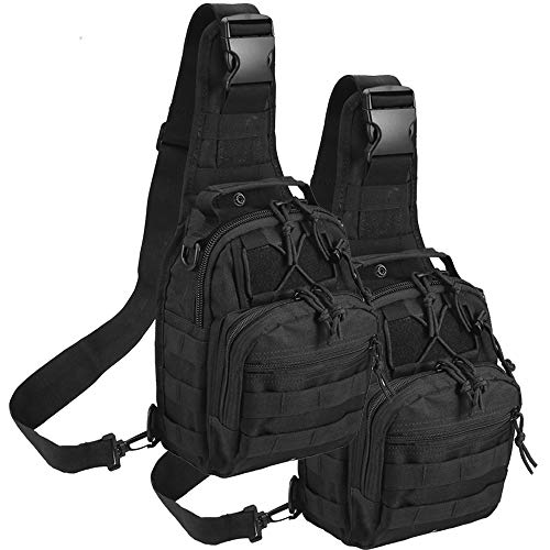 Tactical Shoulder Bag,1000D Outdoor Military Sling Daypack Backpack - color: 2 Pack Black and Black