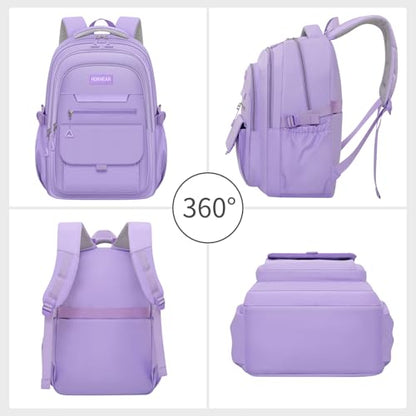 School backpack for Girls, Aesthetic Backpack for Women Cute Bookbag Preppy College (Purple) - color: Purple