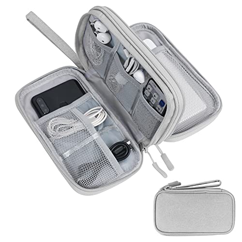 Skycase Electronic Organizer Travel Case - Waterproof Travel Cord Pouches for Organization, Cable Organizer, All-in-One Double Layers Storage Bag for Accessories, Charger, Cable, Grey- Medium - color: Grey, size: Medium