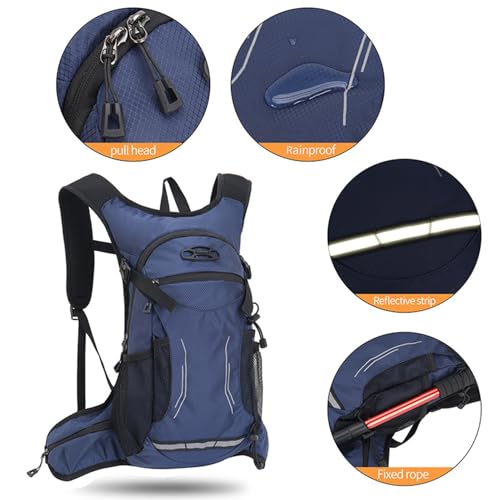 18L Hydration Backpack, Lightweight Breathable Hiking Backpack with Reflective Strips, for Riding Camping Running Commuting - color: Dark Blue