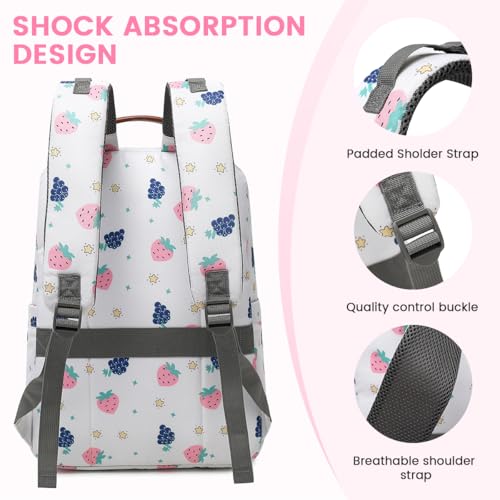 Diaper Bag Backpack, Large Baby Nappy Bags with Portable Changing Pad for Boys and GirlsMultifunction Travel Baby Bag for Moms Dads, Shower Gifts Waterproof and Stylish - color: Berry White