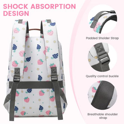 Diaper Bag Backpack, Large Baby Nappy Bags with Portable Changing Pad for Boys and GirlsMultifunction Travel Baby Bag for Moms Dads, Shower Gifts Waterproof and Stylish - color: Berry White