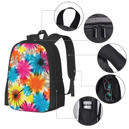 Slim Anti Theft Laptop Backpack Tribal Ethnic Tie Dye, Large Volume Travel Daypack Durable Polyester Carry Bag for Office Business Outdoor Trekking - color: Design (1023)