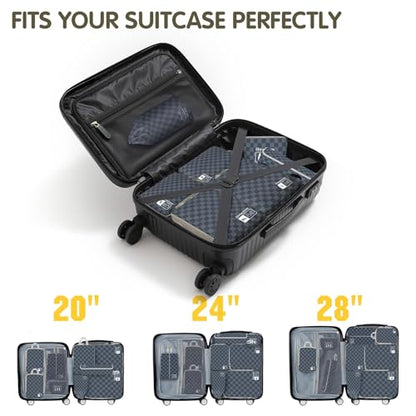 8 Set Compression Packing Cubes for Travel, Lightweight Dual Zipper Packing Cubes, Space-Saving Suitcase Organizer for Travel/Business Trip/Family Vacation (Blue-Gray Checkered) - color: 8 Set Blue-Gray Checkered