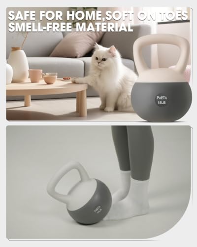 PAETA Soft Kettlebell for Home Fitness – Anti-Slip Grip & Wide Handle Design,Soft Kettlebell Set, Gentle Floor-Friendly Impact – 10lbs, 15lbs, 21lbs, for Home Functional Training - color: 10lbs White