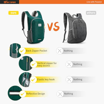 SKYSPER Small Daypack 10L Hiking Backpack Packable Lightweight Travel Day Pack for Women Men - color: Darkgreen, size: 10l