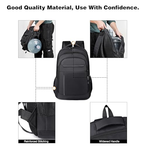 Large Capacity Travel Laptop Backpack, durable and lightweight, 4 compartments, waterproof front, breathable back (black) - color: Black