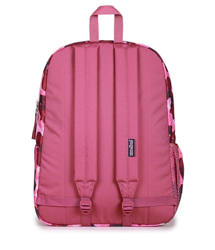 JanSport Cross Town Backpack - Simple Bag for Everyone with 1 Main Compartment, Front Utility Pocket - Premium Class Accessories - Pop Art Pansies - color: Pop Art Pansies Digital Fuchsia/Multi