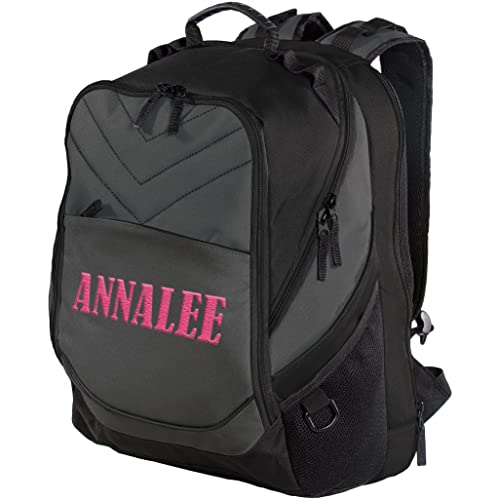 TEEAMORE Custom Travel Laptop Backpack Add Your Embroidered Text Computer Water Resistant Bag Dark Charcoal Black - color: Dark Charcoal Black, size: 17 inch - Add Your Text