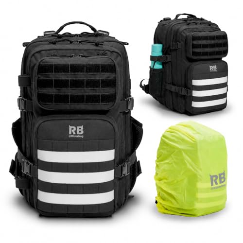 riderbag Xtreme Tactical Travel Bag, 30L Carry-On Backpack (Black) | From Work to Workout, Tactical Everyday Carry, Motorcycle Commuting, Weekend Travel, Reflective Details - color: Black, size: 30L