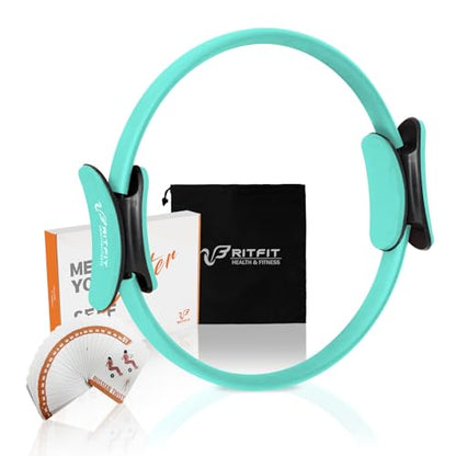 RitFit Pilates Ring Circle - 14 Inch Magic Fitness Circle for Toning Inner & Outer Thighs, Bonus Workout Guide Included - style: Cyan