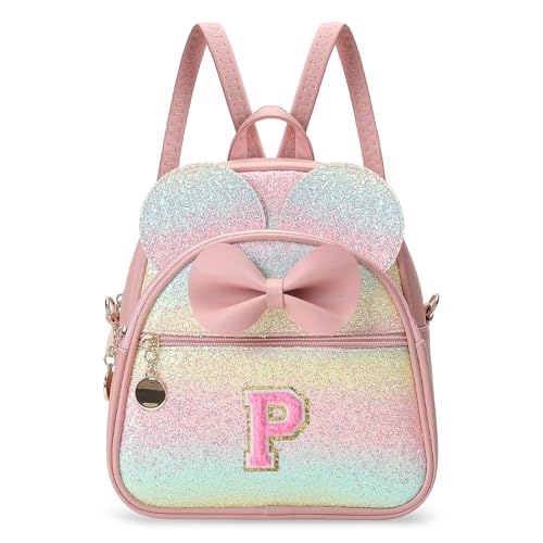Birthday Gift for 2 3 4 5 6 7 8 9 10 Year old Girls Personalized Initial Mini Backpack Purse for Toddler Kids-Shine-P - color: Shine, style: P