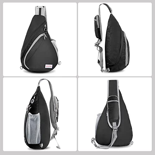 ZOMAKE Sling Bag,Small Crossbody Sling Backpack,Water Resistant Shoulder Daypack for Travel,Anti Thief Chest Bag for Hiking(Black) - color: Black