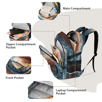 Bolaz Basketball Water Flame Travel Backpack 14 Inch Laptop Computer Bag Sturdy School Bag College Bookbag