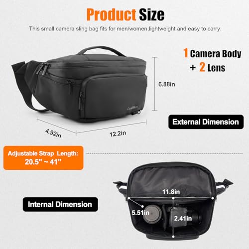 Cwatcun Waterresist Camera Waist Pack，Compact Crossbody Sling Bag for DSLR/SLR/Mirrorless Cameras - size: Large