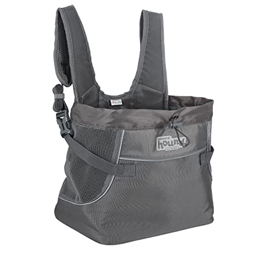 Outward Hound PupPak Dog Front Carrier, Small, Grey – Hands-Free Hiking & Camping Pet Backpack for Small Pets up to 10 lbs, Padded Straps, Breathable Mesh, Water-Resistant, Safety Clip - size: 12.0"L x 7.0"W x 11.5"H