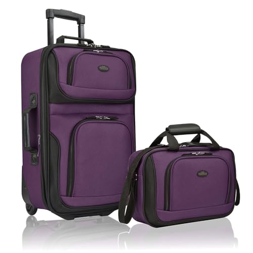 U.S. Traveler Rio Lightweight Softside Rolling Carry-on Suitcase, 2-Wheel Set, Purple - color: Purple, size: 21"/14"