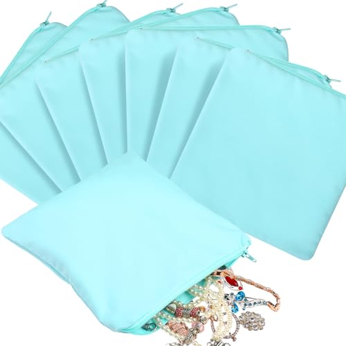 Sanwuta 8 Pcs Zippered Silver Storage Bags Anti Tarnish Silver Pouches Keeper Jewelry Storage Protector Bags(15 x 15 Inch,Lake Blue) - color: Lake Blue, size: 15 x 15 Inch