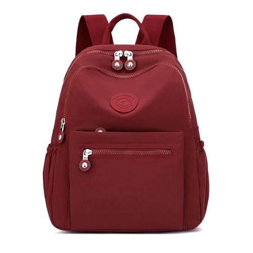 Tanweibago Mini Nylon Women Backpacks,11L Small Ladies backpacks Casual Lightweight Women Shopping Travel Daypack (Wine Red) - color: Wine Red