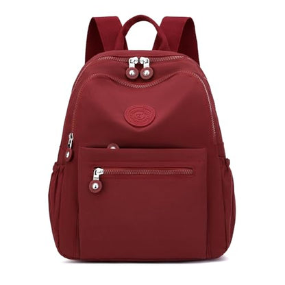 Tanweibago Mini Nylon Women Backpacks,11L Small Ladies backpacks Casual Lightweight Women Shopping Travel Daypack (Wine Red) - color: Wine Red