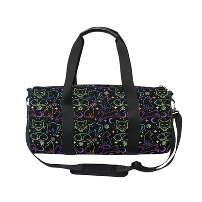 MNSRUU Sports Duffel Bags, Witchcraft Black Cats Athletic Gym Bag Overnight Workout Travel Tote Luggage for Men Women Yoga - color: Cat TH0029