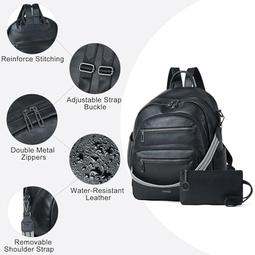 LATMAP Backpack Purse for Women Laptop Backpack, Leather Travel Back Pack Shoulder Bag Teacher College Daypack Work Handbag fits 14" Laptop, Black - color: Style1-black