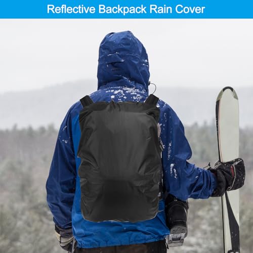 PATIKIL Waterproof Backpack Rain Cover with Anti-Slip Cross Buckle Straps & Drawstring Bag for Hiking Camping Traveling - color: Black, size: X-Large