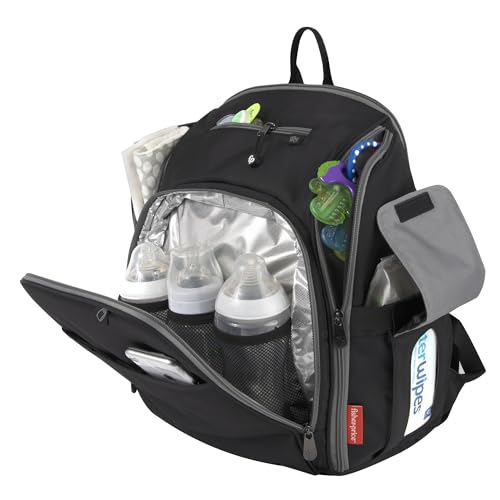 Fisher-Price Fastfinder 3 Piece Set Diaper Bag Backpack for Moms & Dads with Changing Pad and Wipes Pocket